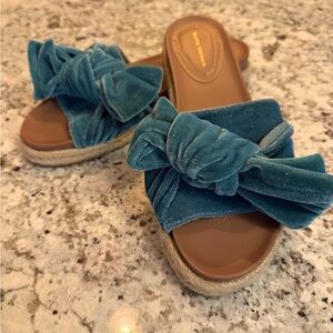 Zara Teal Sandals with Bow Accent